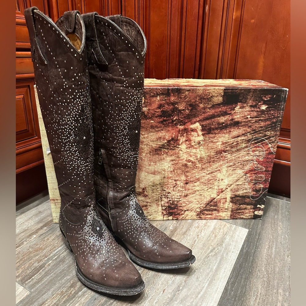 Old Gringo Boots Celina Crystal Brown Cowgirl Wedding Rodeo Cowboy Boots size 7